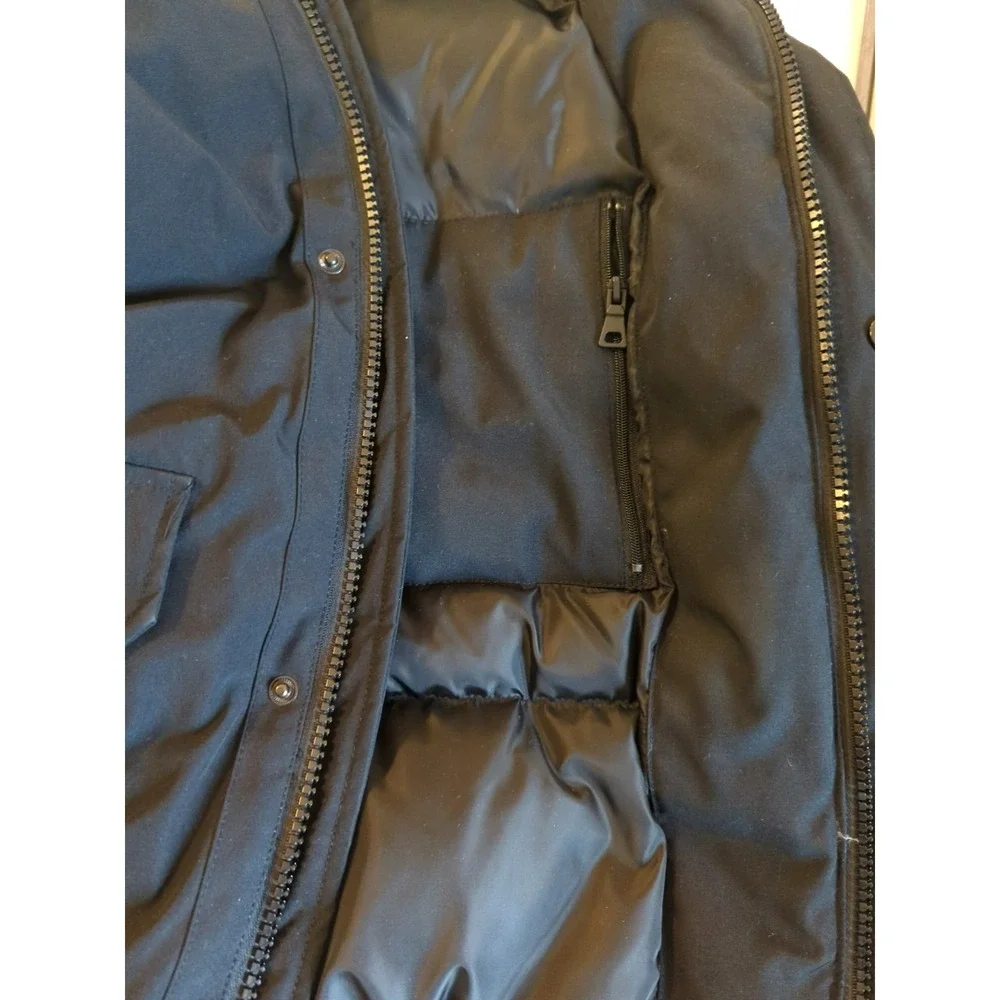 GH Bass & Co Down Hooded Puffer Jacket L Black Toasty Camping Hiking Outdoors